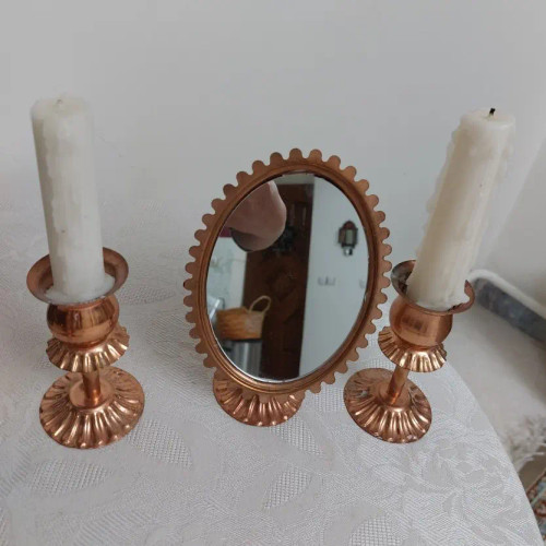 آینه و شمعدان مسی در مس نمونه زنجان