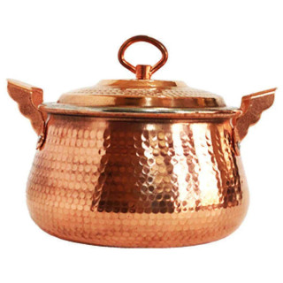 قابلمه مسی سایز 4 طرح تیانچه ای 10 نفره ورق ضخیم و سنگین قطر 24 سانت