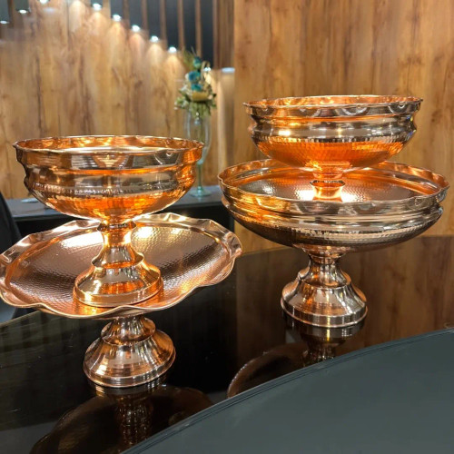 ست پذیرایی مسی 4 تیکه طرح دیبا کاسه ای