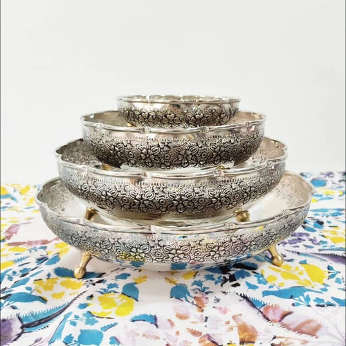 ست پذیرایی 4 تیکه پایه کوتاه دیبا گل برجسته