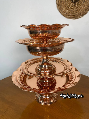 سرویس پذیرایی ۴ تیکه مسی طرح الماس برند فضلی