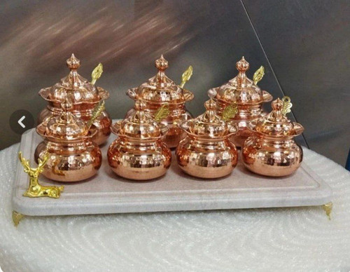 پاسماوری مسی و جا ادویه مسی چکشی ۷ عددی درجهیک نانو شده