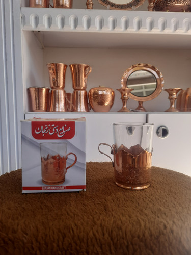 انگاره مسی و لیوان گالش دار مسی ۶ تایی