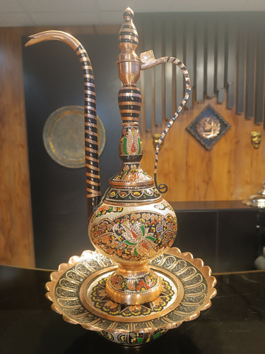 آفتابه لگن نقره کوب مسی ارتفاع ۵۵ اعلا و درجه یک
